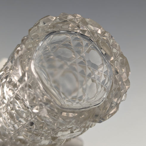 十九世紀末英國古董切割玻璃罐,帶鍍銀蓋